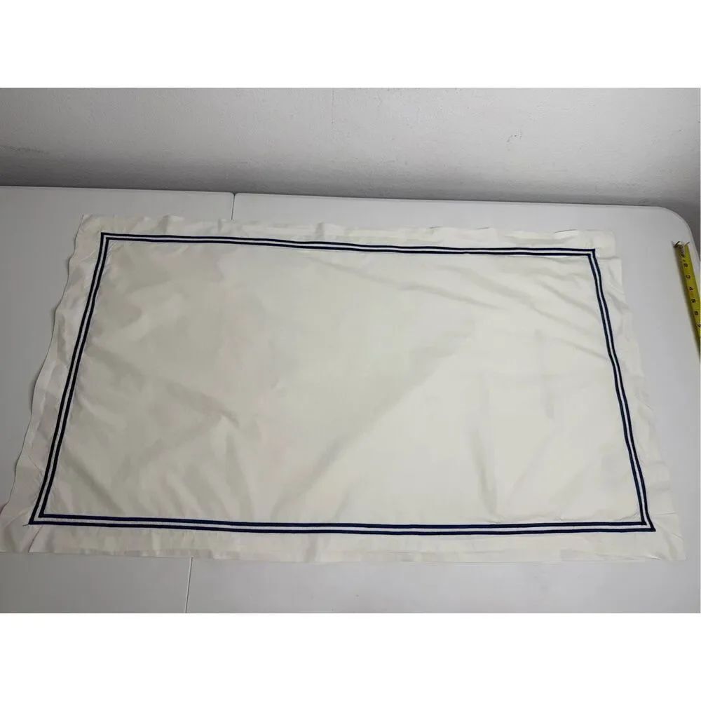 Mastro Raphael Cotton Pillowcase Blue Trim Made in Italy Size 21” X 35” See Note
